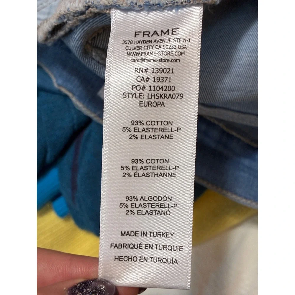 Frame Denim Le High Skinny‎ Jeans Europa Light Wash Raw Hem LHSKRA079 Womens 26